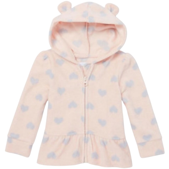 The Children's Place Other - The Children's Place Girl's Heart Zip‎ Up Jacket Sweater Bear Ears Pink Size 4T